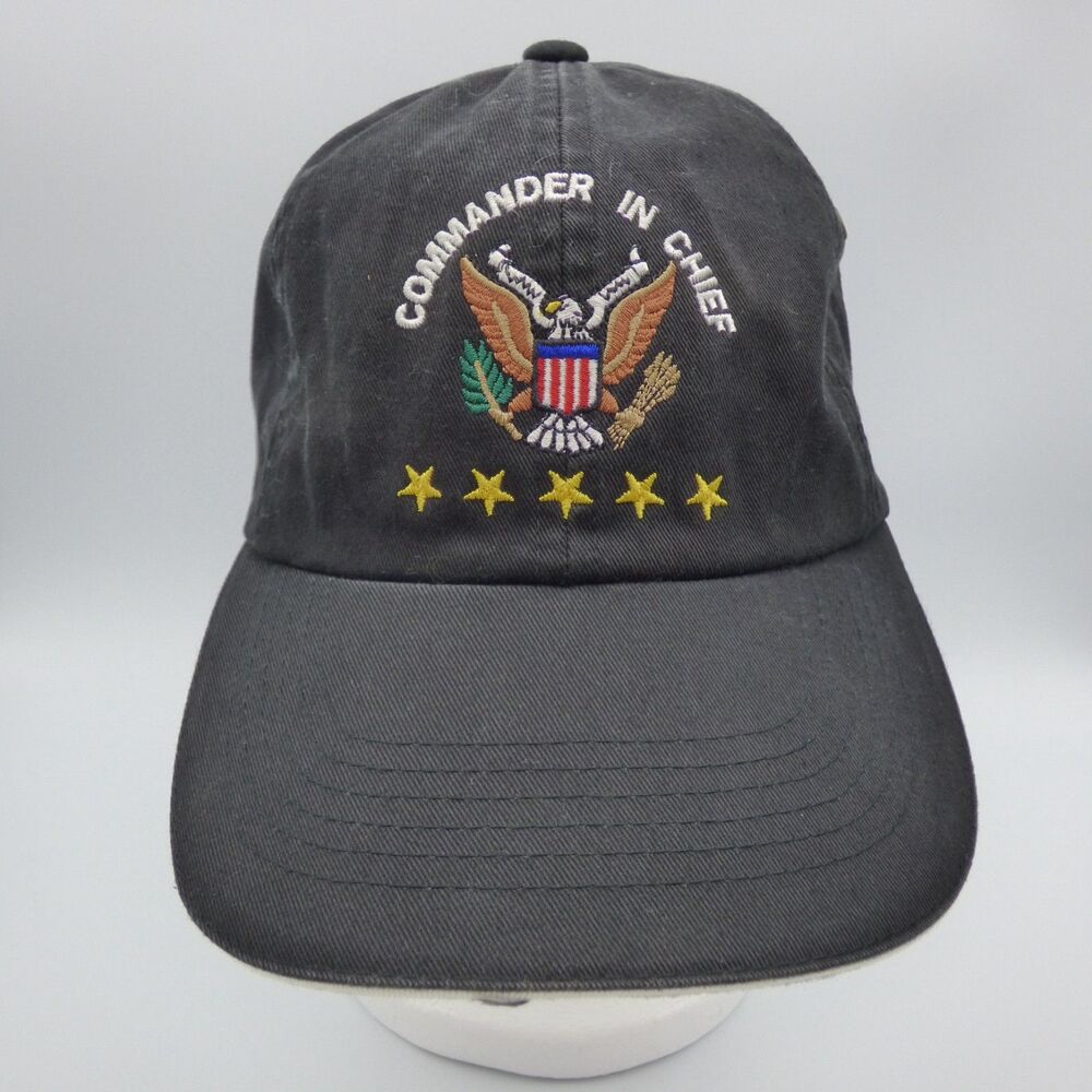 Smithsonian New Black Cotton Commander in Chief Seal Hat Cap New Adjustable